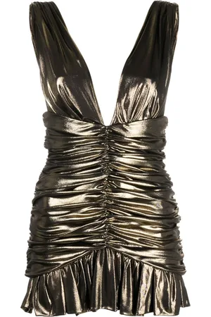 Saint Laurent Ruched metallic mini dress