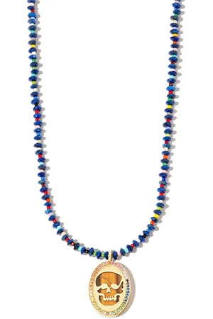 LUIS MORAIS 14kt yelow Skull beaded necklace