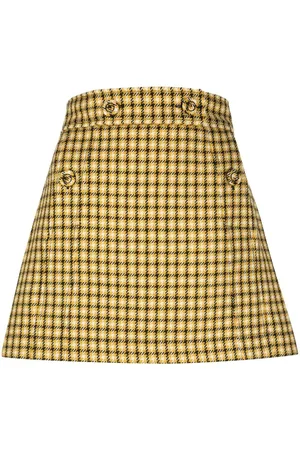 Plan C Check-print button skirt