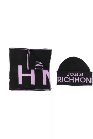 John Richmond Junior Girls Beanies - Intarsia knit-logo beanie set