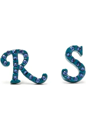RAF SIMONS Logo-lettering rhinestone stud earrings