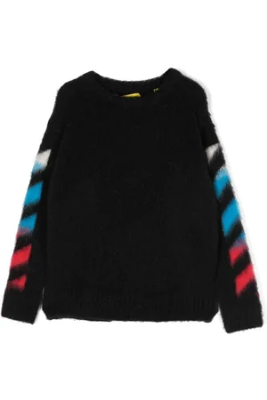 OFF-WHITE TEEN logo-print wool-blend jumper