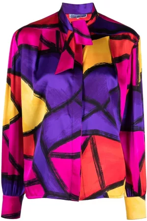 Thierry Mugler Women Tops - Abstract-print silk shirt