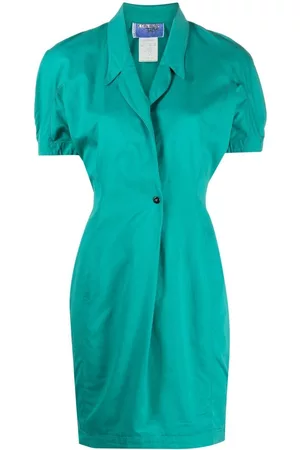 Thierry Mugler Fitted waistline short-sleeved dress