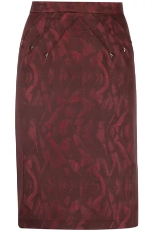 Thierry Mugler Pre-Owned Women Printed Skirts - Geometric-pattern straight-cut skirt