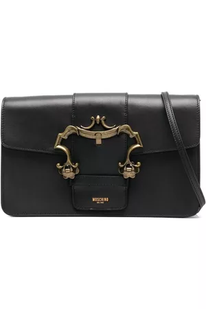 Moschino Women 17 Inch Laptop Bags - Logo-plaque leather satchel bag