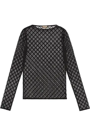Gucci GG-embroidered tulle blouse