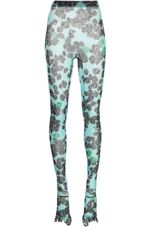 Natasha Zinko Pixel-Roses mesh leggings