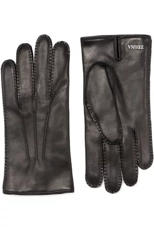Z Zegna Logo-plaque detail gloves