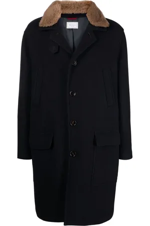 Brunello Cucinelli Faux-fur trim midi coat
