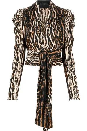 Proenza Schouler Leopard-print crepe de chine V-Neck top
