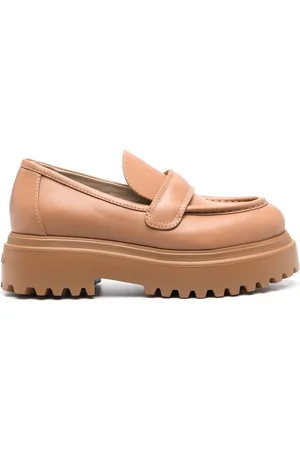 LE SILLA Embossed-logo leather loafers