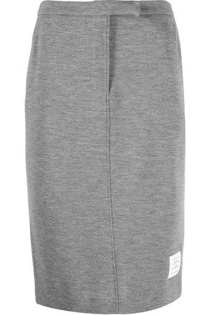 Thom Browne Logo-patch wool pencil skirt
