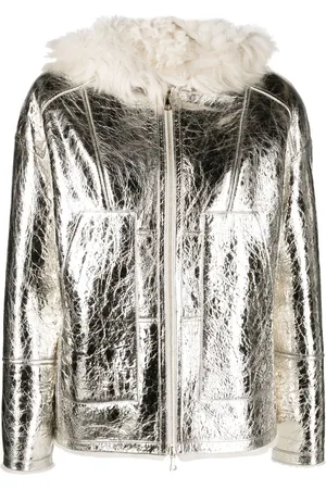 YVES SALOMON Metallic-effect zip-up leather jacket