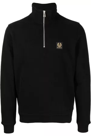 Belstaff Men Jumpers - Logo-patch stand-collar sweatshirt