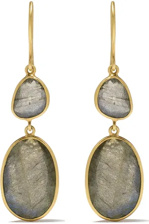 Pippa Small 18kt yellow gold labradorite Double Drop earrings