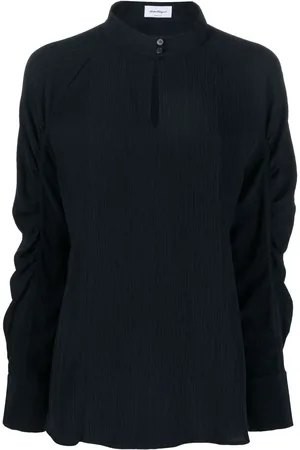 Salvatore Ferragamo Keyhole-neck longsleeved silk blouse