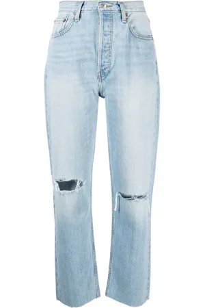 RE/DONE 70s ripped-knee cropped jeans