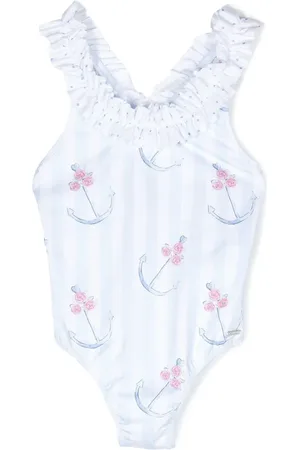PATACHOU Ruffle-detail graphic-print swimsuit