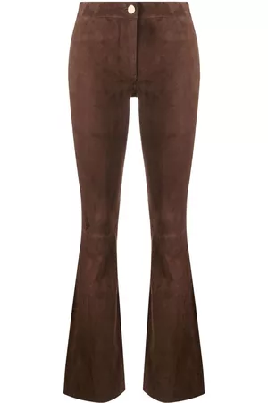 arma leder Women Leather Pants - Flared suede trousers