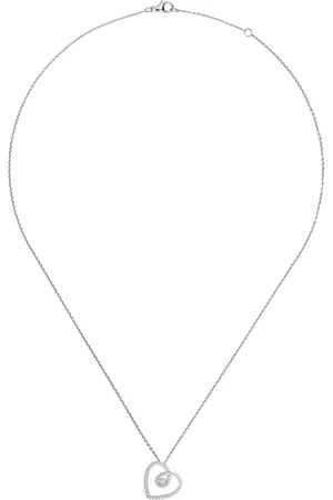 De Beers 18kt DB Classic micropave diamond heart pendant necklace