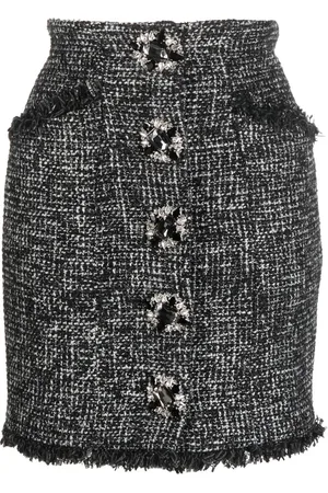 Philipp Plein Button-front tweed skirt