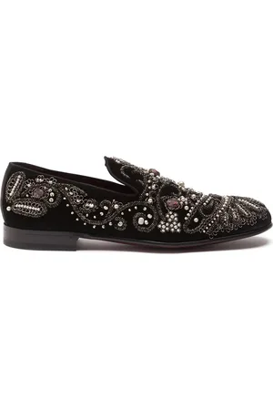 Dolce & Gabbana Embroidered velvet slippers