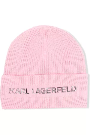 Karl Lagerfeld Kids Logo-lettering ribbed-knit beanie