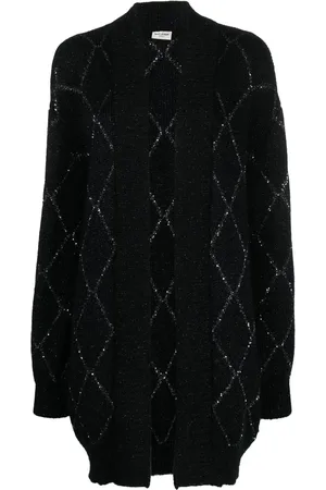 Saint Laurent Metallic-threading cardi-coat