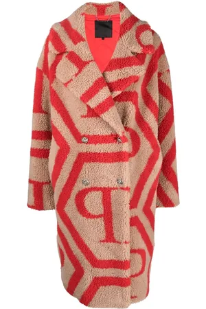 Philipp Plein Monogram-print faux fur coat