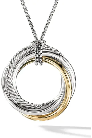 David Yurman 14kt yellow gold and sterling Crossover pendant necklace (37mm)