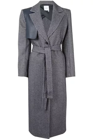 Agnona Women Coats - Houndstooth-pattern single-breasted coat