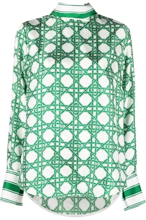 Casablanca Geometric-pattern silk blouse