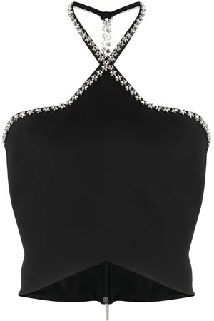 Msgm Crystal-embellished halterneck top