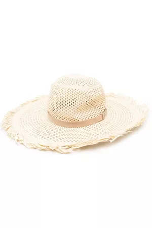 PESERICO SIGN Women Hats - Interwoven leather-trim sun hat