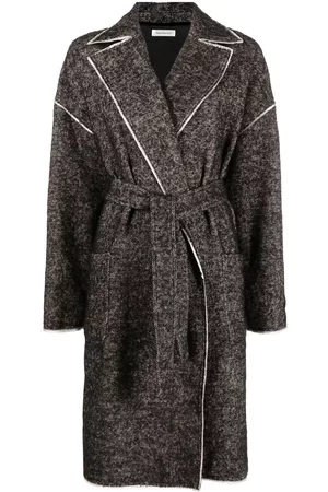 There Was One Contrast-trim belted coat