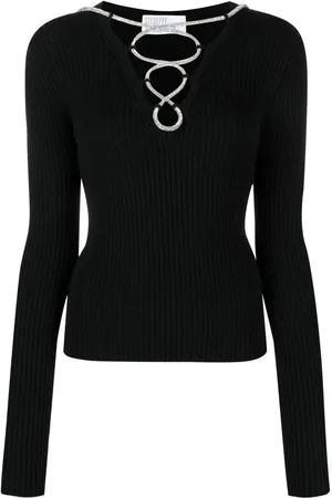 GIUSEPPE DI MORABITO Lace-up ribbed-knit top