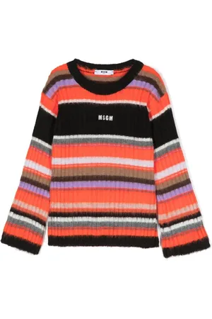 Msgm Embroidered-logo striped jumper