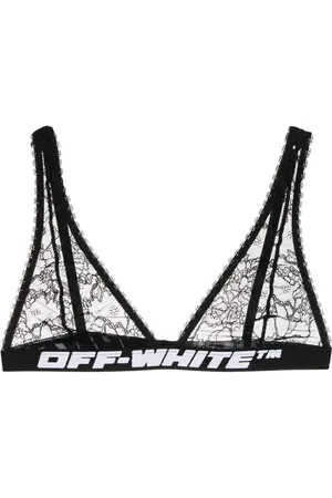 OFF-WHITE Logo-tape lace triangle bra
