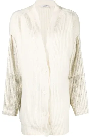 Serafini Sequin-embellished ribbed knit cardigan