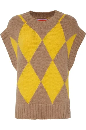 La DoubleJ Argyle-check knit vest