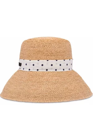 Miu Miu Women Hats - Logo-print straw sun hat