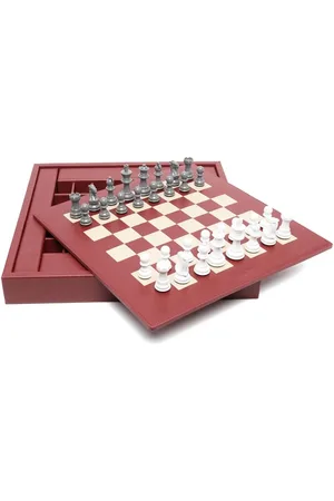 HECTOR SAXE Chessboard leather box set (37cm)