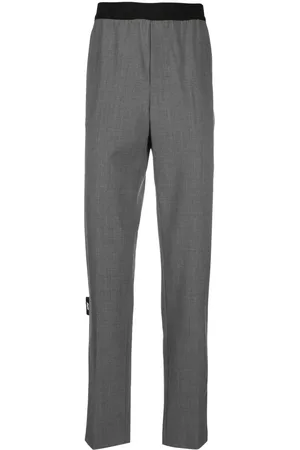 Msgm Logo-waistband straight-leg trousers