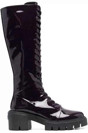 Stuart Weitzman Lace-up patent boots