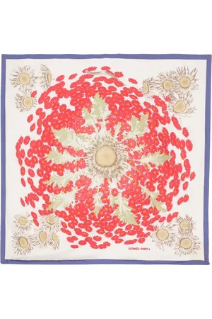 Hermès 1985 Fleurs et Carlines silk scarf