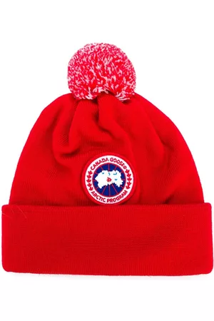 Canada Goose Boys Hats - Logo patch knitted hat