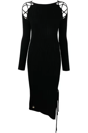 Philipp Plein Lace-detail ribbed-knit dress