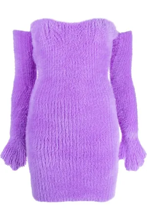 OFF-WHITE Fuzzy Gloves off-shoulder minidress