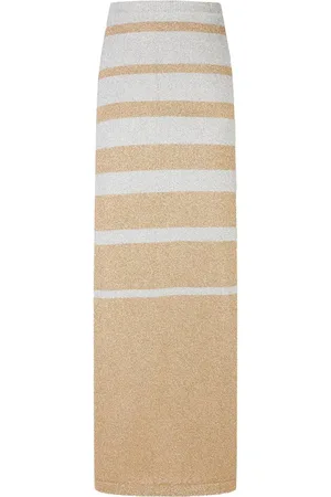 Paco rabanne Striped-pattern lurex maxi skirt